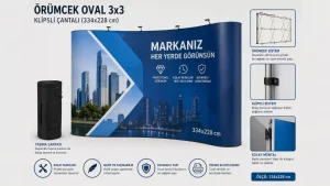&Ouml;r&uuml;mcek Oval 3x3 Klipsli &Ccedil;antalı (334*228 cm)